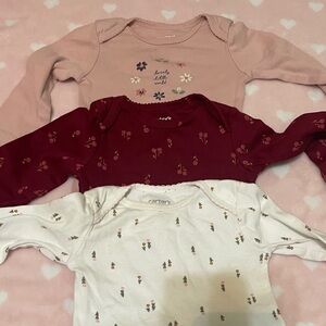 Carter's Floral Baby Bodysuit Trio - Pink, Red, White